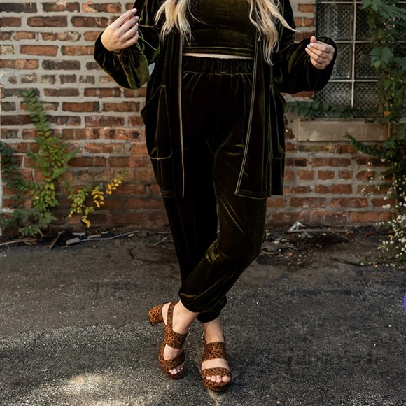 Vada Winter•Katelyn Jogger Pant in Moody Olive Velvet - Picture 11 of 11